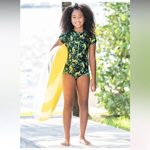 Ruffle Butts Girls Short Sleeve Rash Guard, One Piece (size 16)